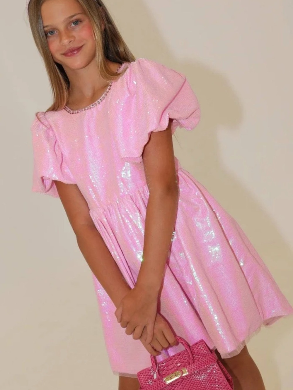 Lola + the Boys Pretty In Pink Sequin Party Dress